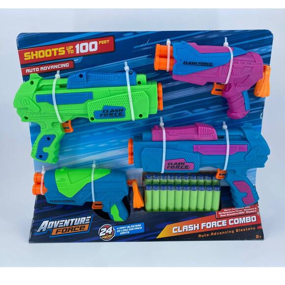 Adventure Force Clash Force Combo 4 Pack Dart Blaster Set, 24 Pieces - Picture 1 of 3